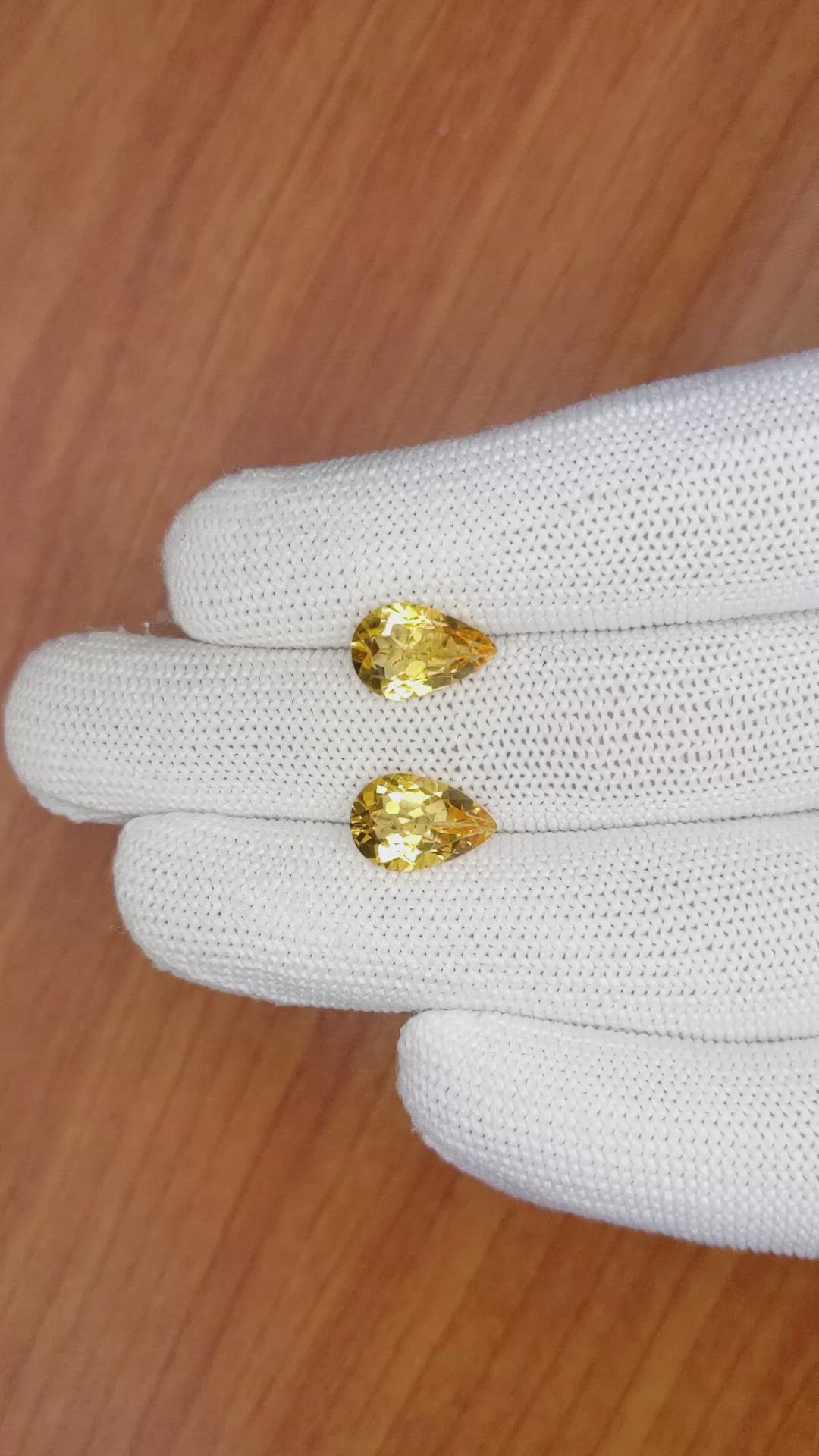 4.73&nbsp;Ct.Tw.Total Carat Weight Yellow Citrine Pair from Brazil Size Video