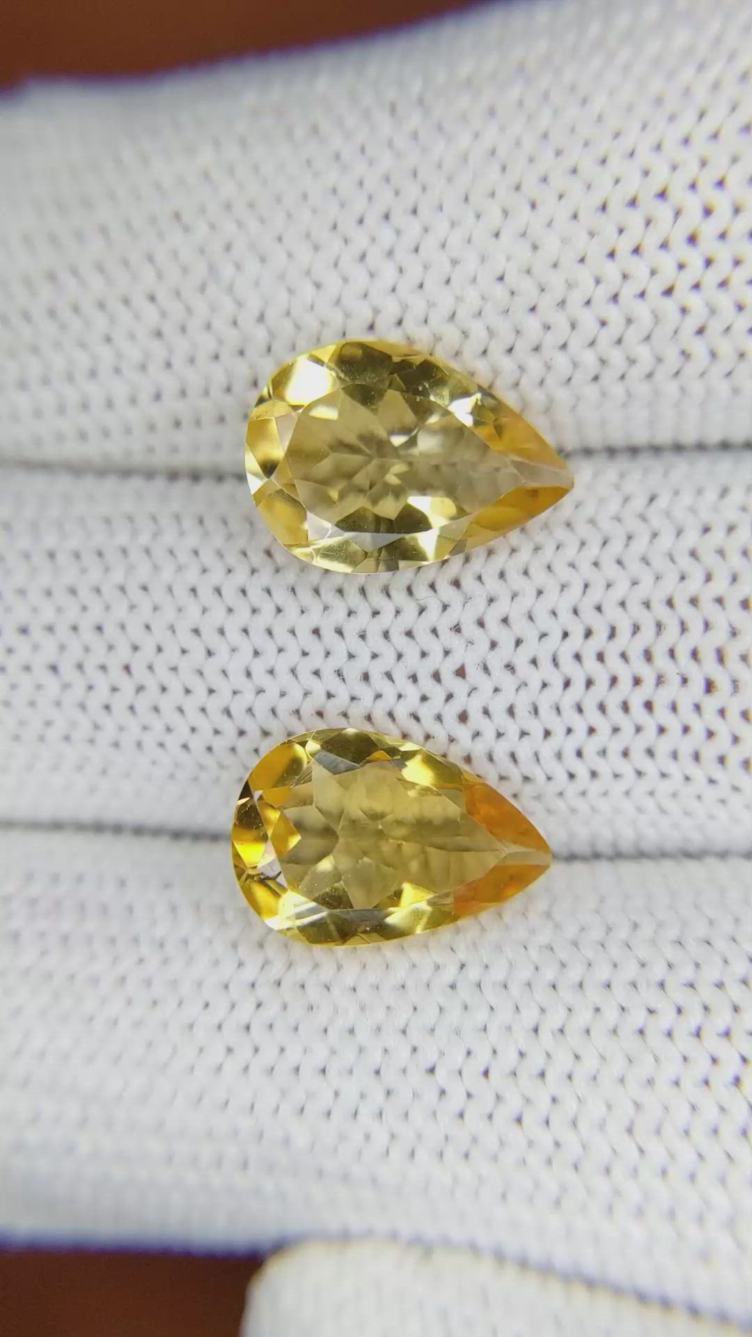 5.31 Ct.Tw.Total Carat Weight Citrine Pair from Brazil Size Video