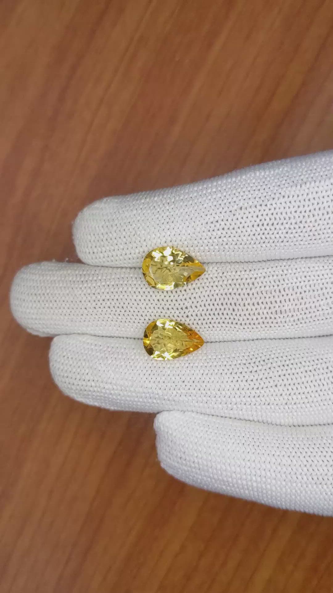 5.31 Ct.Tw.Total Carat Weight Citrine Pair from Brazil Size Video