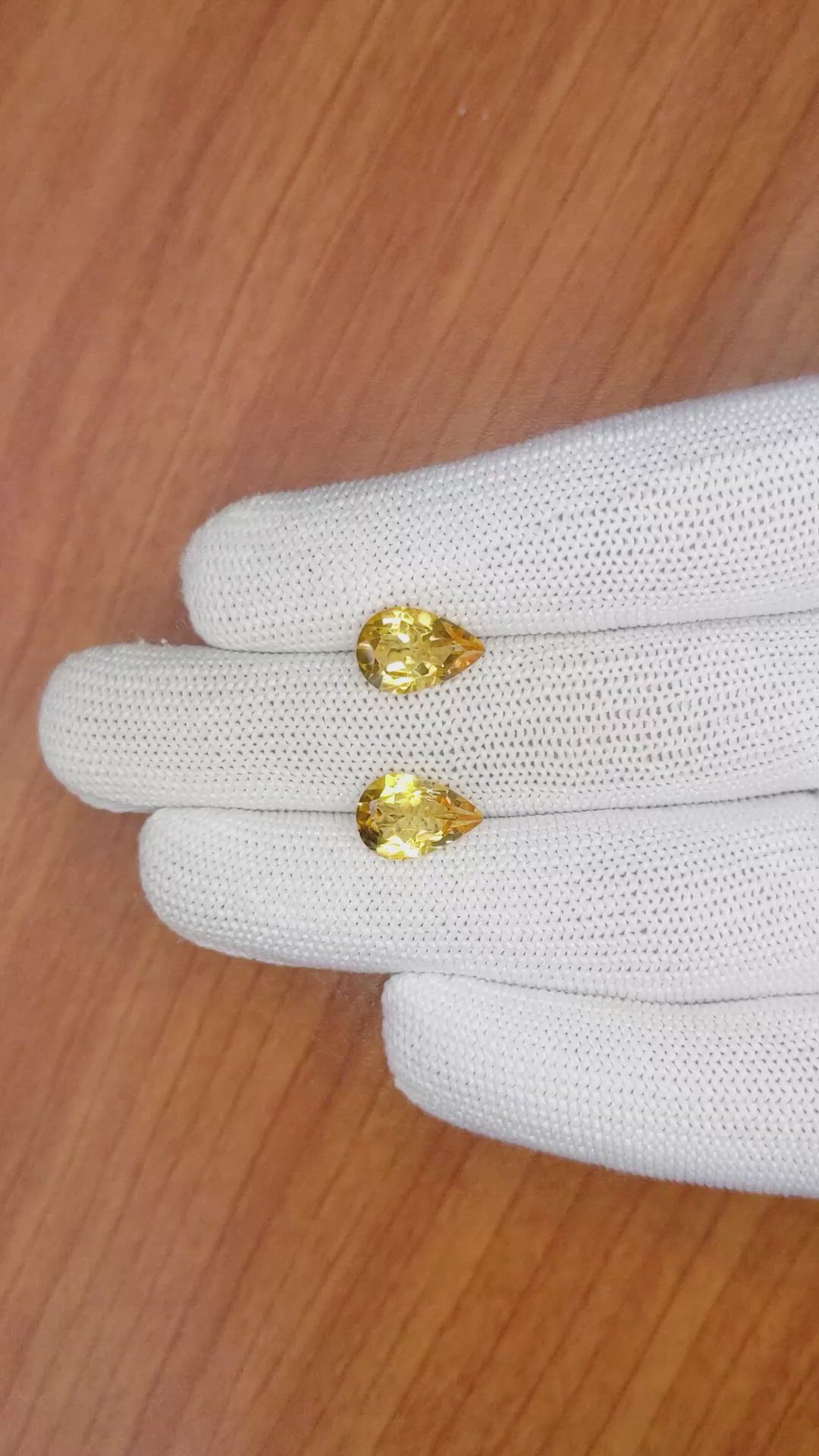 4.68 Ct.Tw.Total Carat Weight Citrine Pair from Brazil Size Video