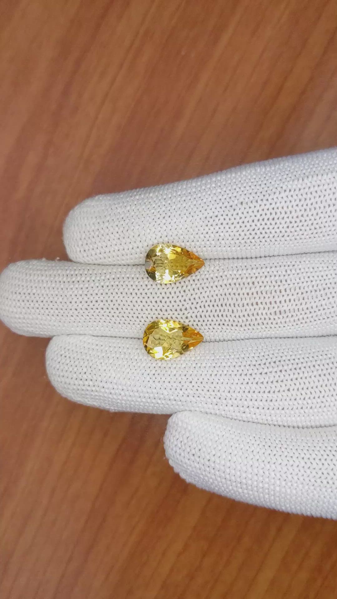 4.61 Ct.Tw.Total Carat Weight Citrine Pair from Brazil Size Video