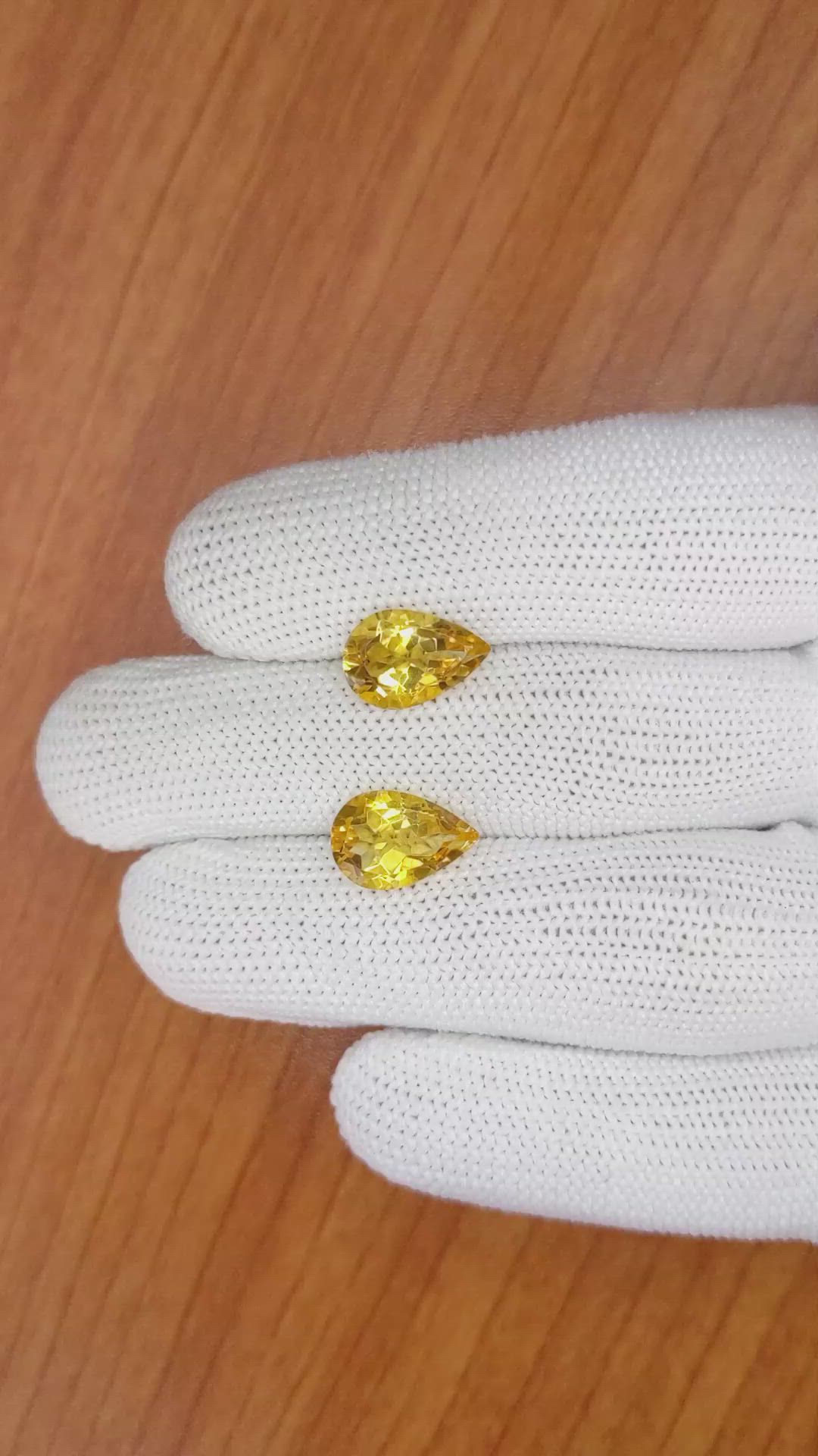 4.92 Ct.Tw.Total Carat Weight Citrine Pair from Brazil Size Video