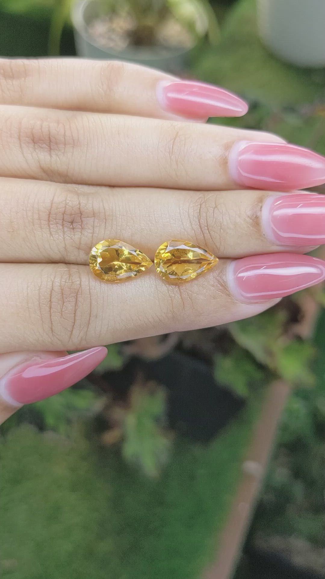 4.92 Ct.Tw.Total Carat Weight Citrine Pair from Brazil Size Video