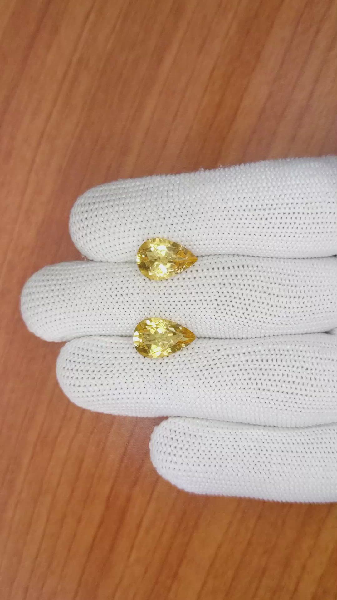 5.42&nbsp;Ct.Tw.Total Carat Weight Yellow Citrine Pair from Brazil Size Video
