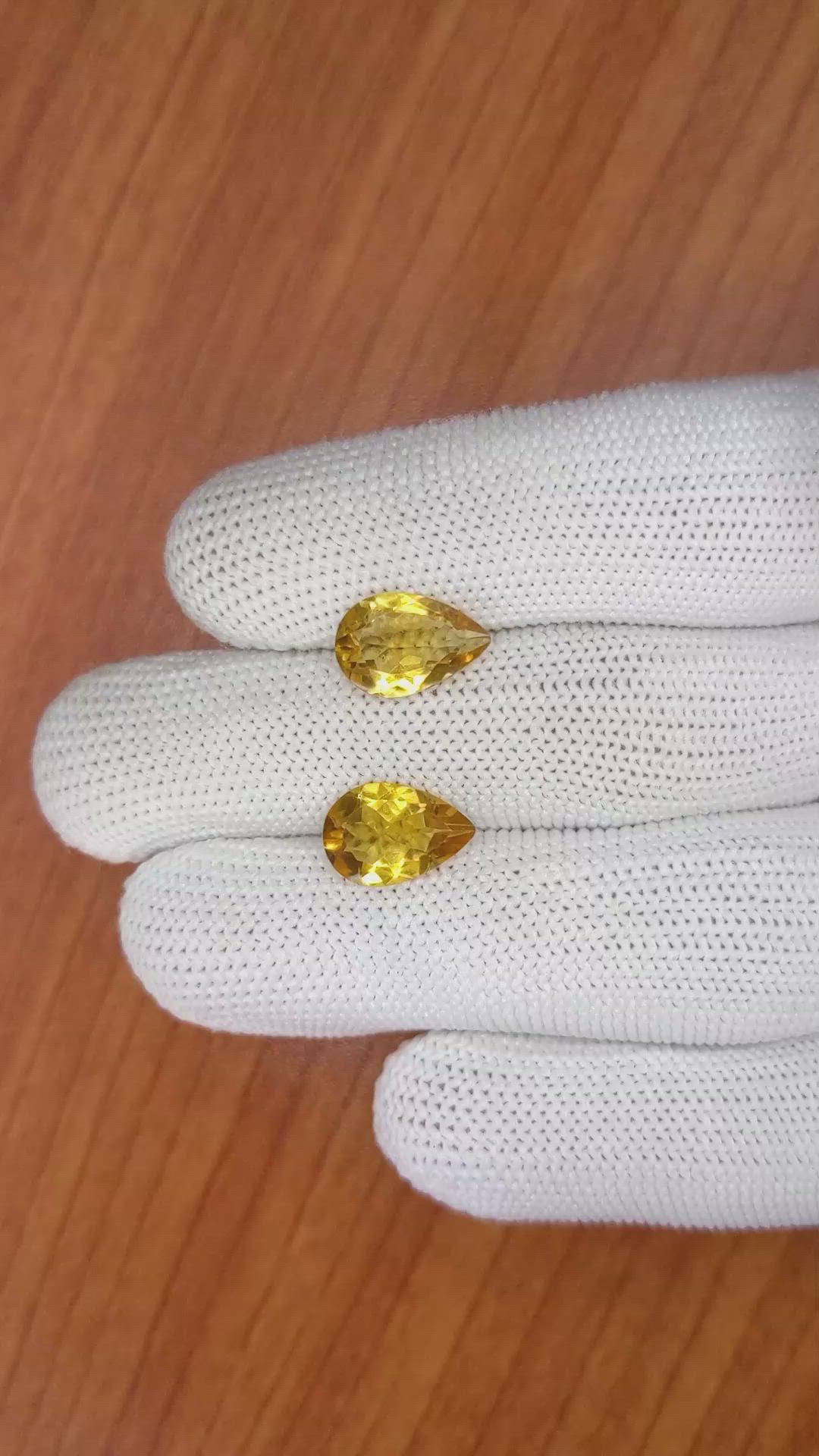 4.65 Ct.Tw.Total Carat Weight Citrine Pair from Brazil Size Video