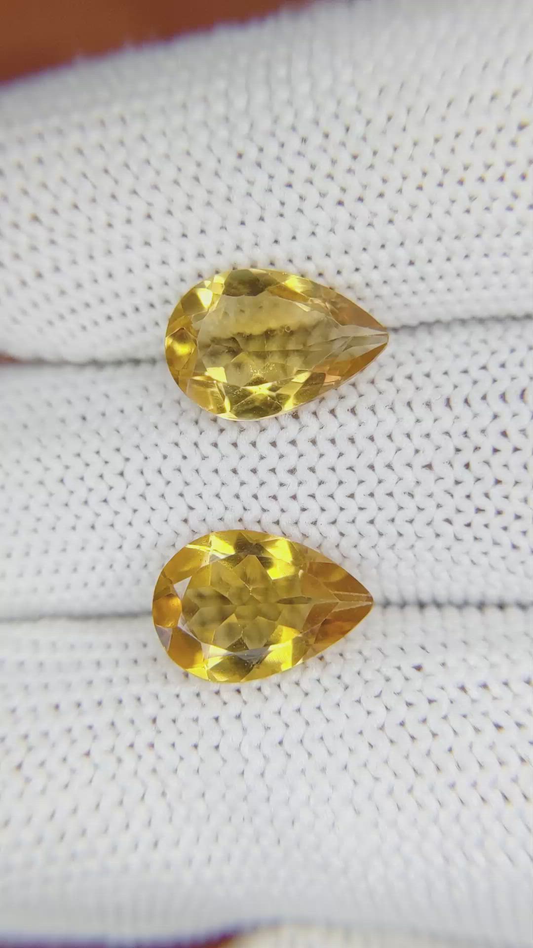 4.65 Ct.Tw.Total Carat Weight Citrine Pair from Brazil Size Video