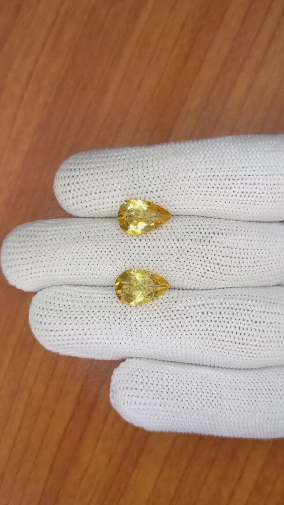 4.46 Ct.Tw.Total Carat Weight Citrine Pair from Brazil Size Video