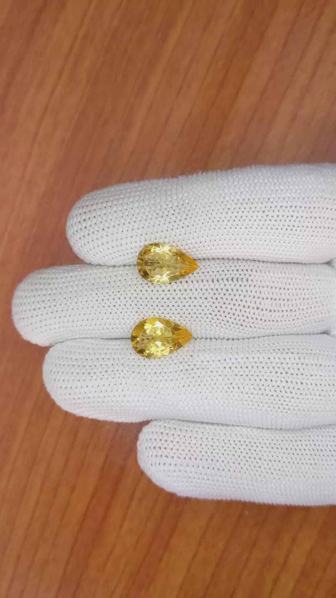 4.67 Ct.Tw.Total Carat Weight Citrine Pair from Brazil Size Video