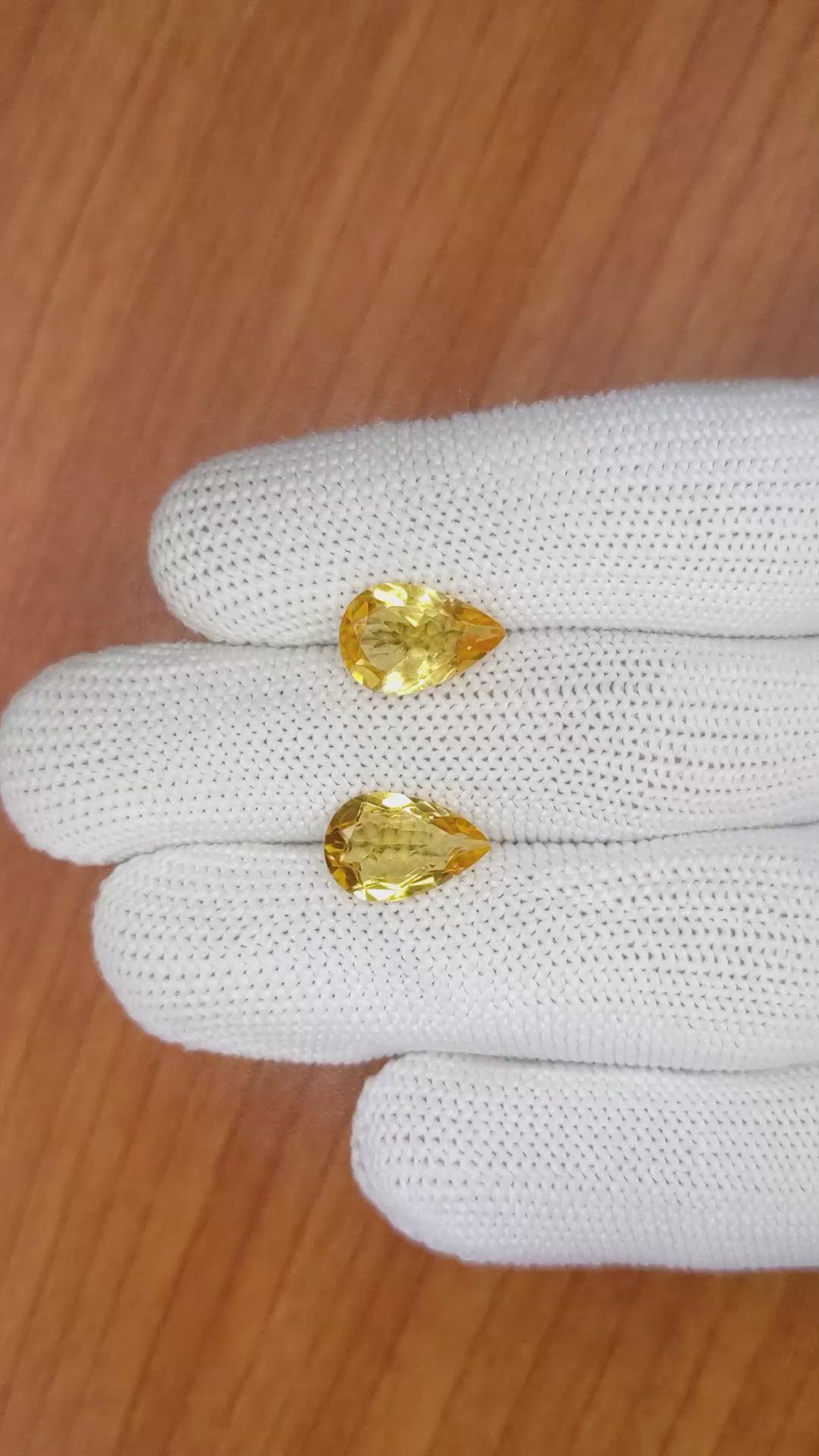 4.27 Ct.Tw.Total Carat Weight Citrine Pair from Brazil Size Video