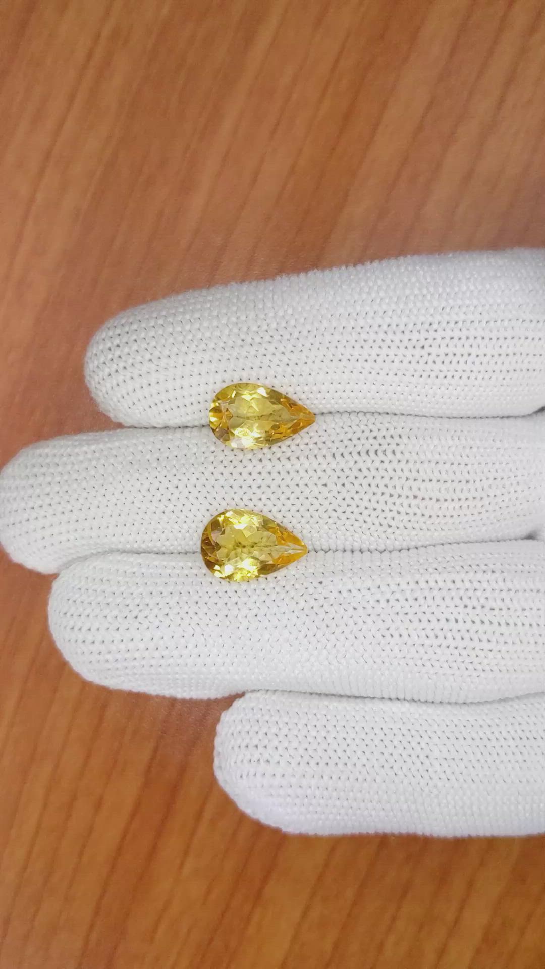 4.92 Ct.Tw.Total Carat Weight Citrine Pair from Brazil Size Video