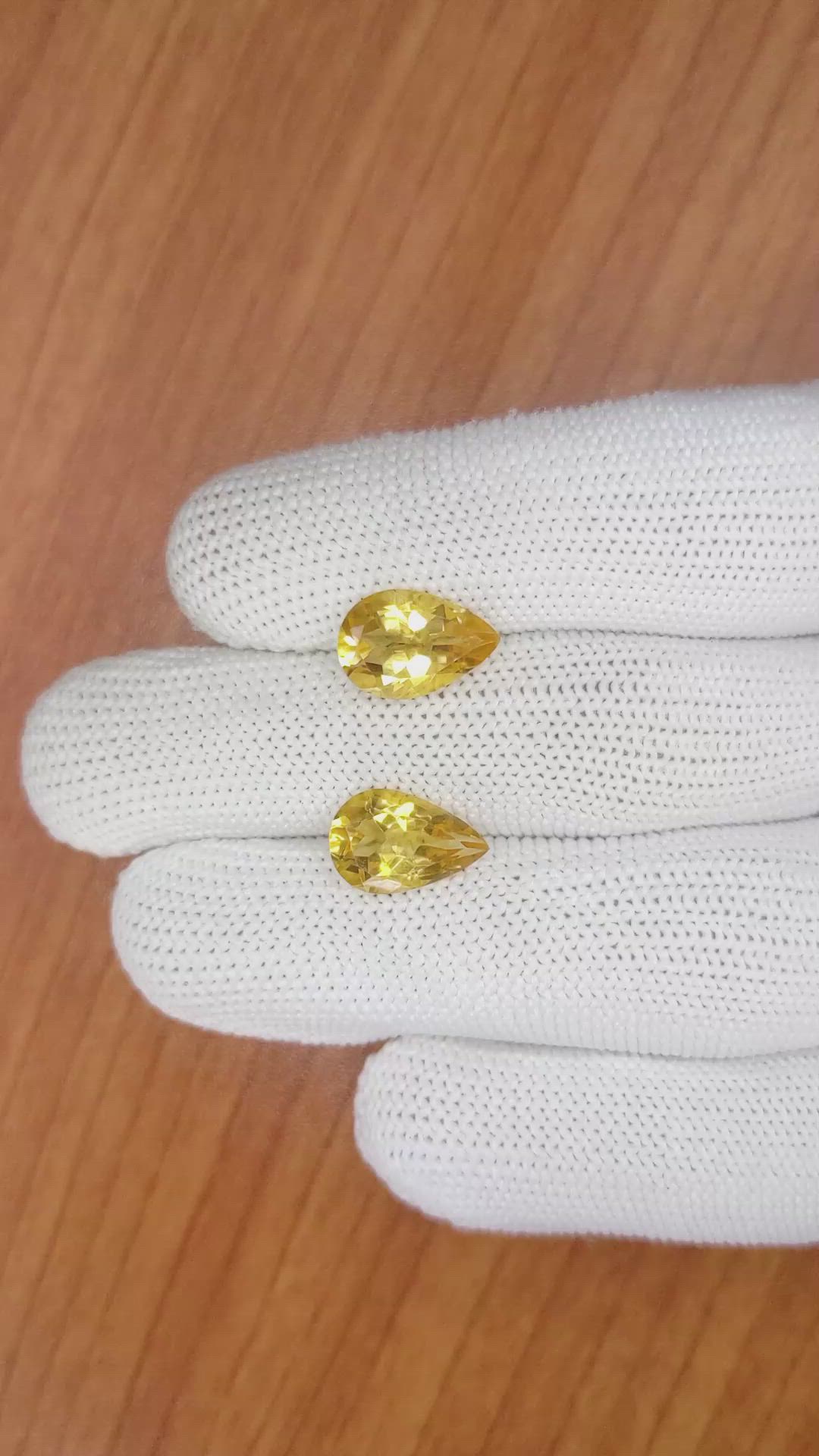 5.45 Ct.Tw.Total Carat Weight Citrine Pair from Brazil Size Video
