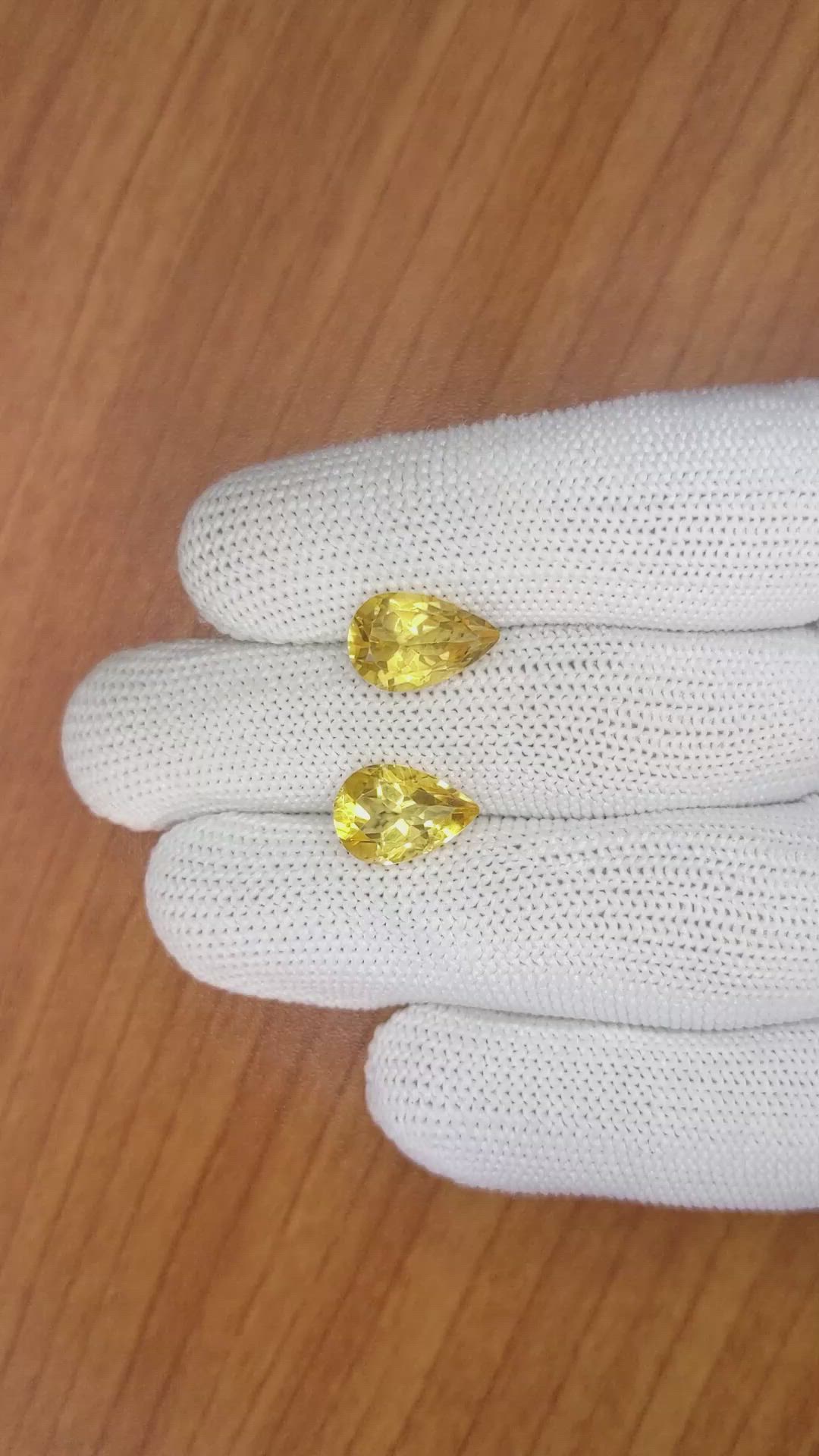 5.83 Ct.Tw.Total Carat Weight Citrine Pair from Brazil Size Video