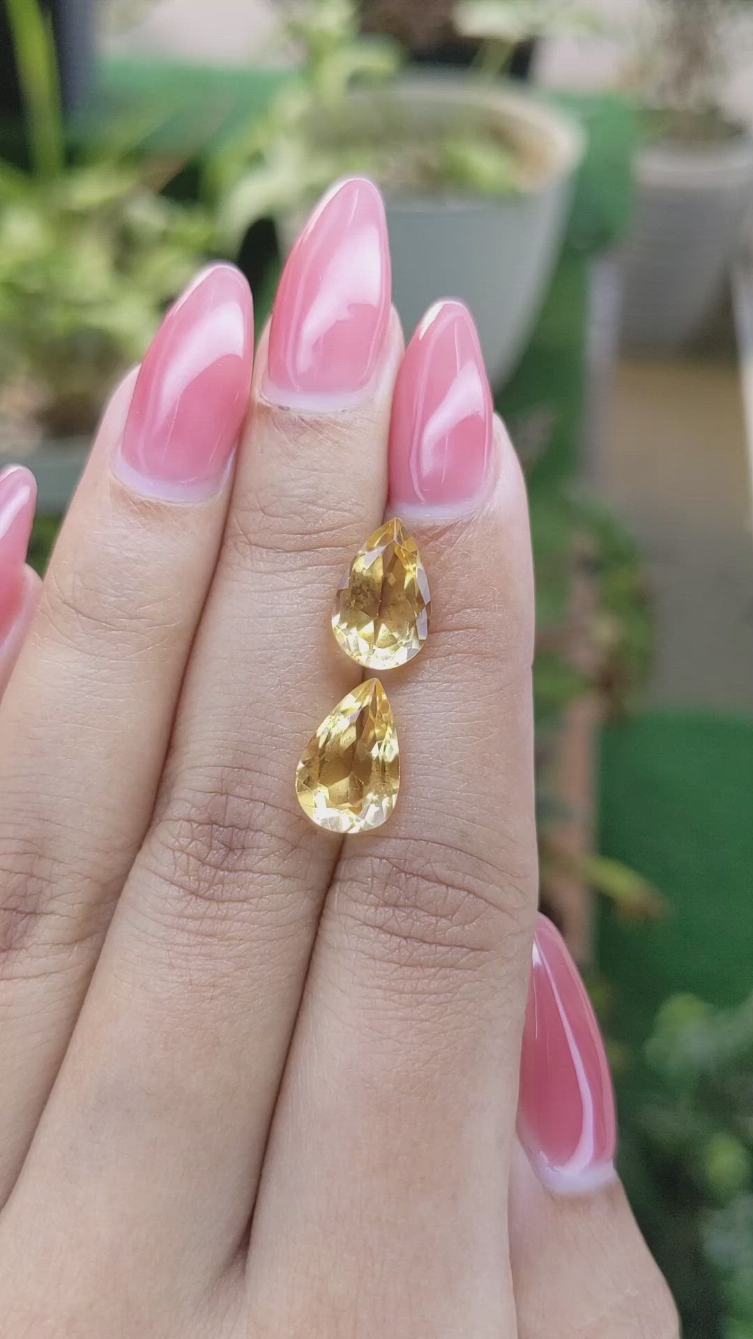 5.69&nbsp;Ct.Tw.Total Carat Weight Yellow Citrine Pair from Brazil Size Video