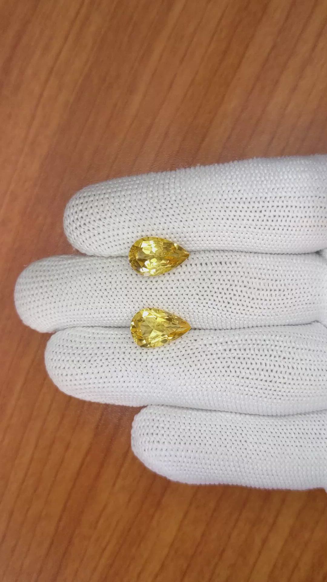 5.69&nbsp;Ct.Tw.Total Carat Weight Yellow Citrine Pair from Brazil Size Video