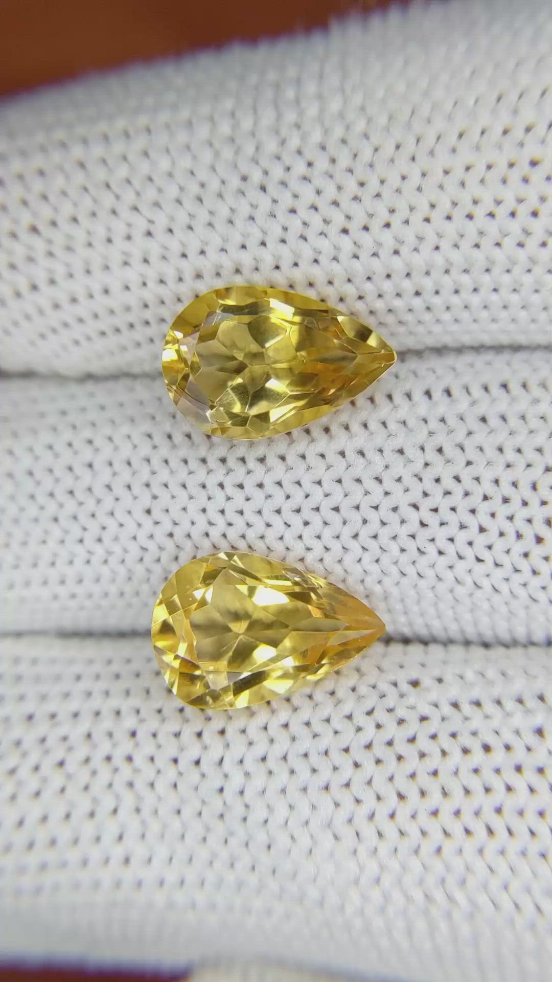 5.69&nbsp;Ct.Tw.Total Carat Weight Yellow Citrine Pair from Brazil Size Video