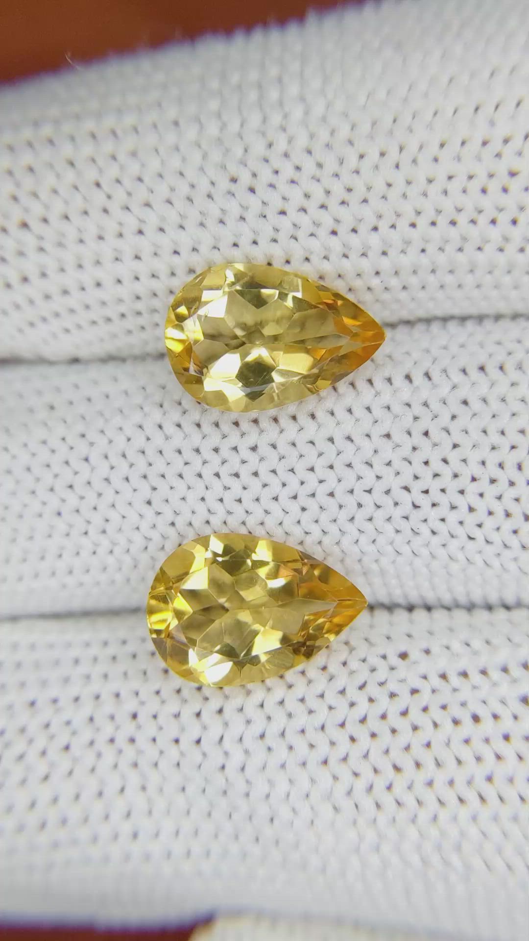 4.97 Ct.Tw.Total Carat Weight Citrine Pair from Brazil Size Video