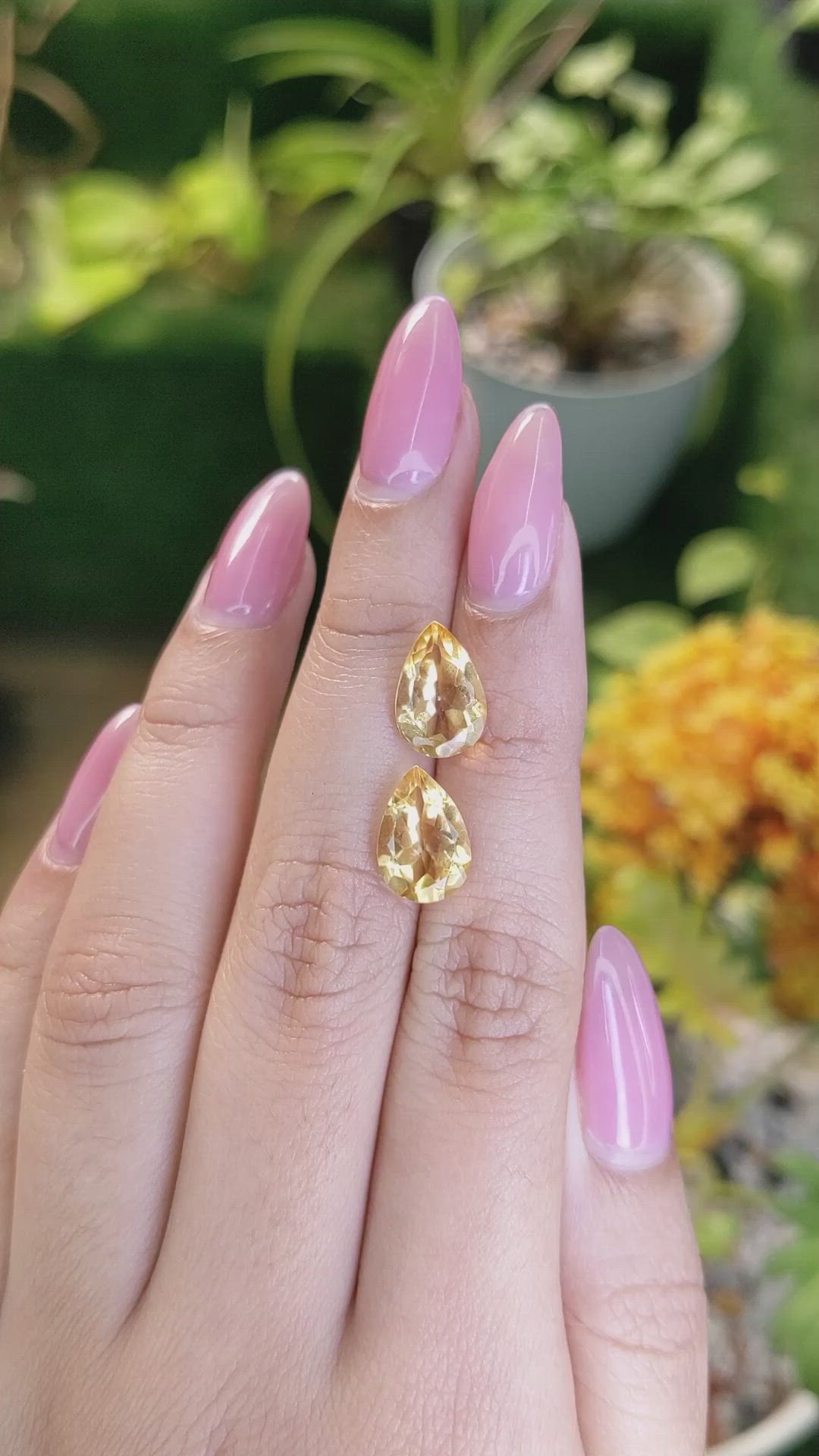 4.97 Ct.Tw.Total Carat Weight Citrine Pair from Brazil Size Video