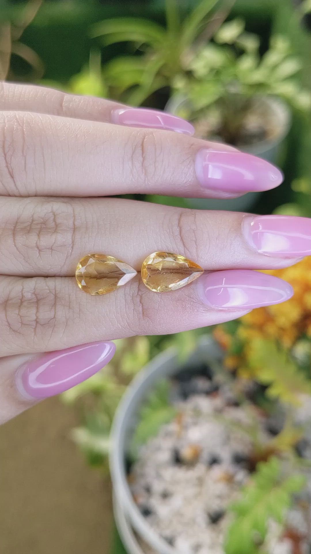 3.77 Ct.Tw.Total Carat Weight Citrine Pair from Brazil Size Video