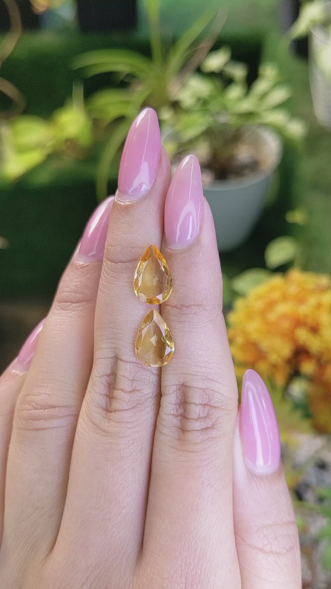 3.77 Ct.Tw.Total Carat Weight Citrine Pair from Brazil Size Video