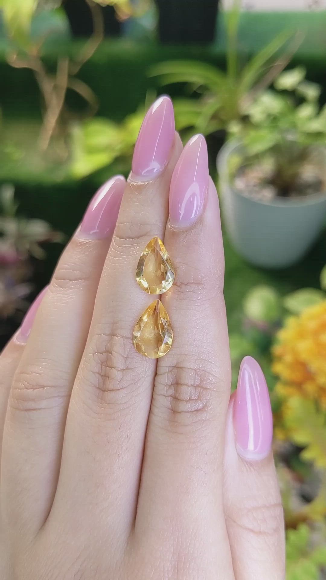 4.11&nbsp;Ct.Tw.Total Carat Weight Yellow Citrine Pair from Brazil Size Video