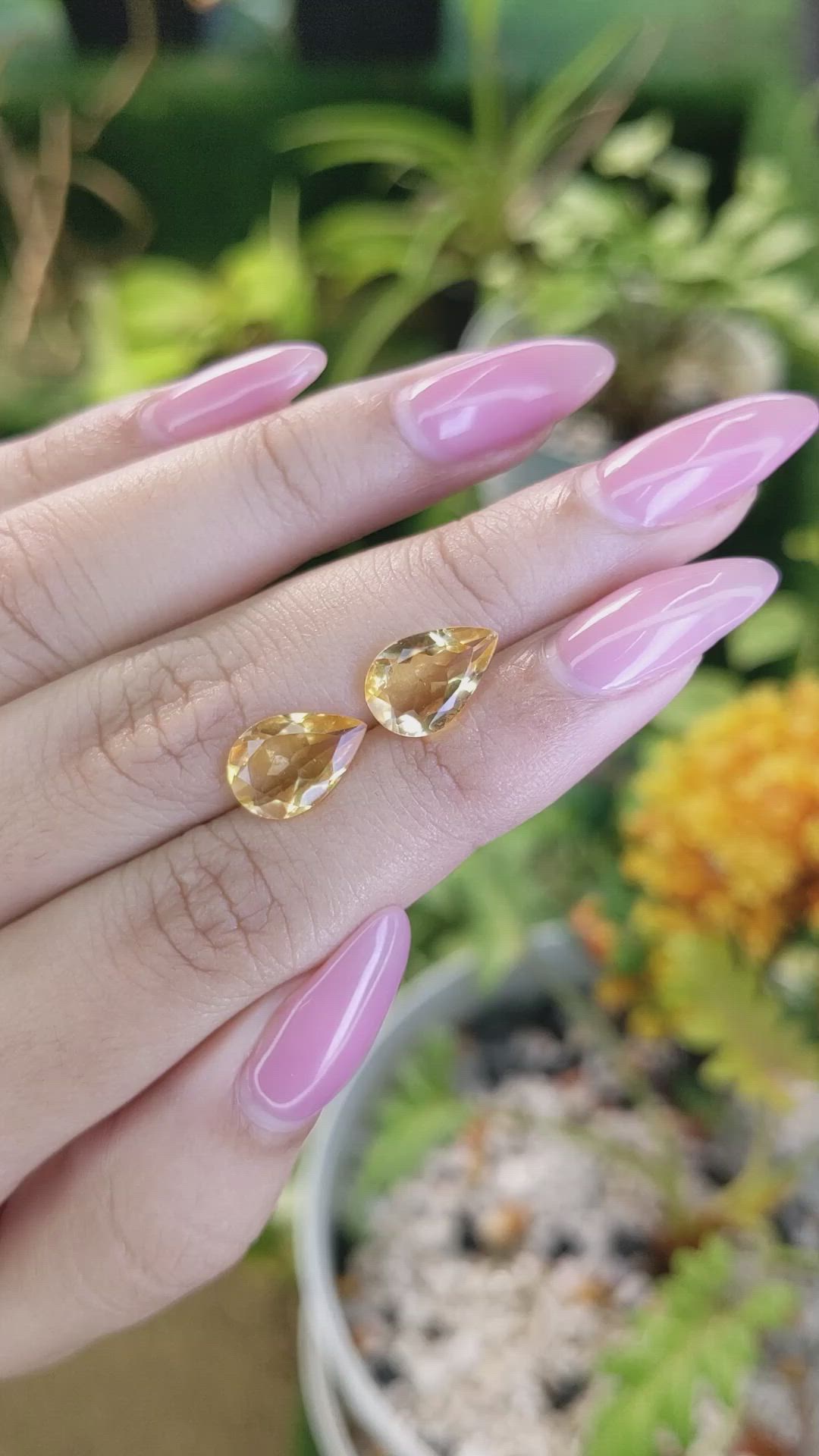 4.11 Ct.Tw.Total Carat Weight Citrine Pair from Brazil Size Video