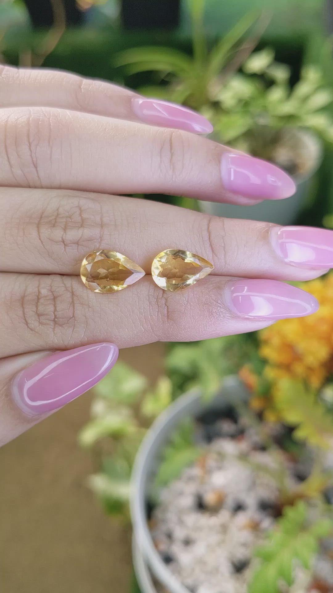 4.11 Ct.Tw.Total Carat Weight Citrine Pair from Brazil Size Video