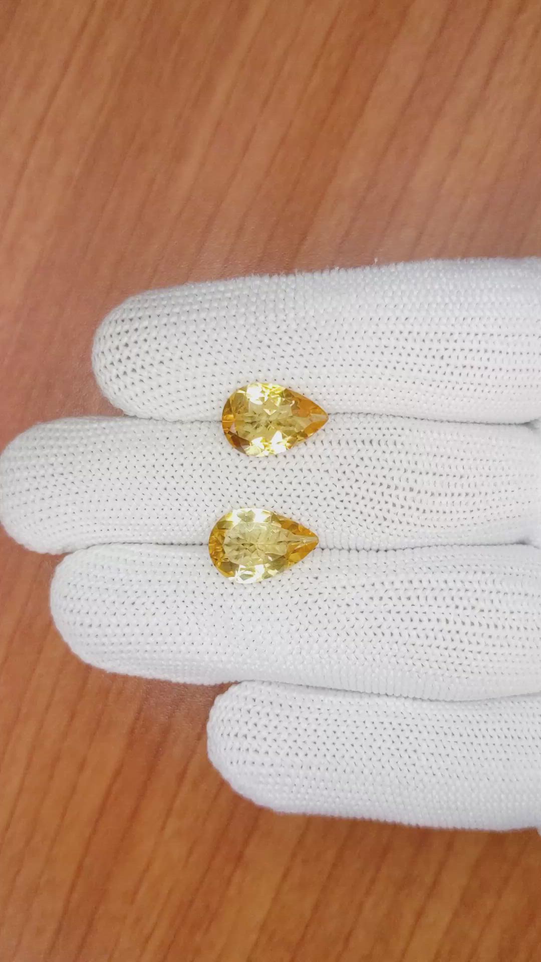 5.02 Ct.Tw.Total Carat Weight Citrine Pair from Brazil Size Video