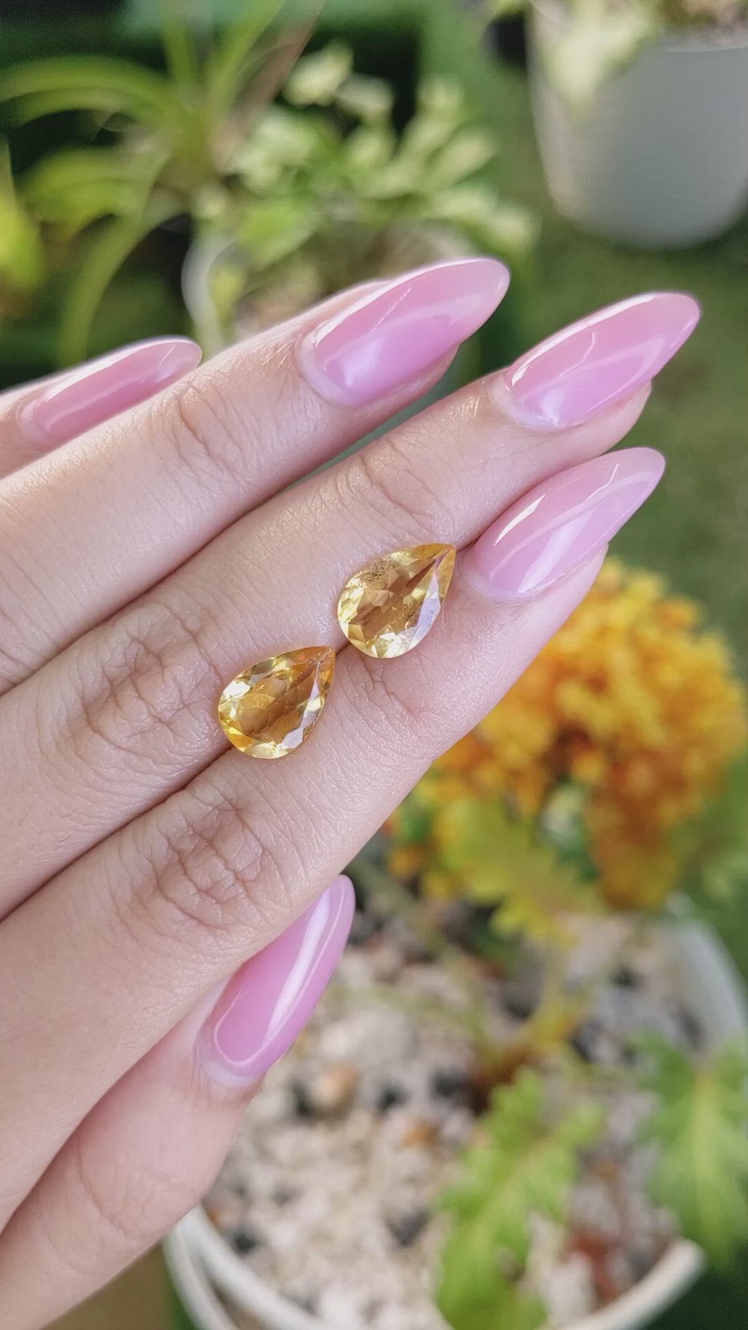 4.21 Ct.Tw.Total Carat Weight Citrine Pair from Brazil Size Video