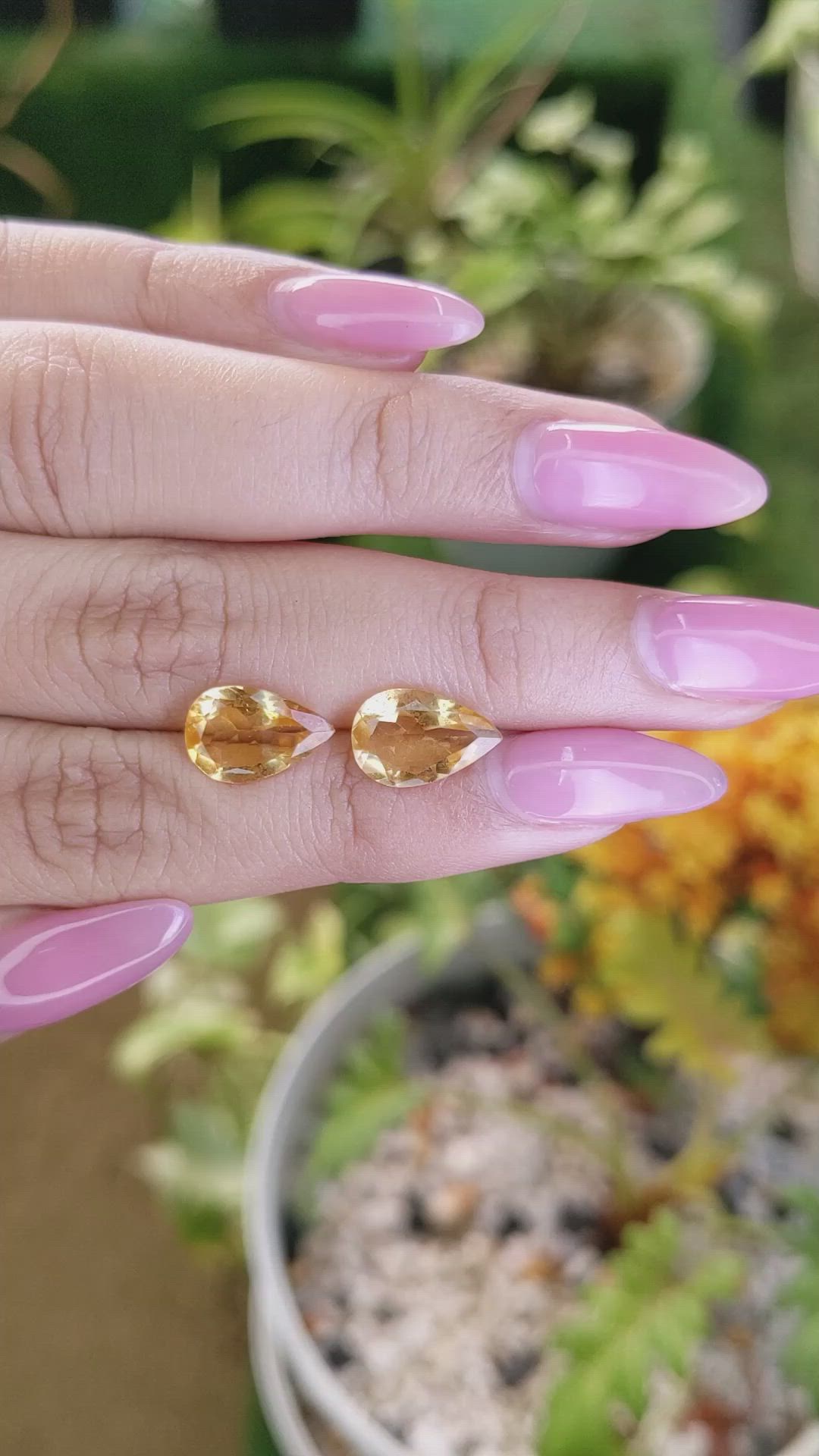 4.21 Ct.Tw.Total Carat Weight Citrine Pair from Brazil Size Video