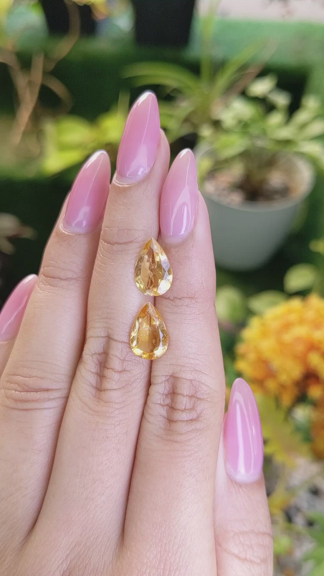4.21 Ct.Tw.Total Carat Weight Citrine Pair from Brazil Size Video