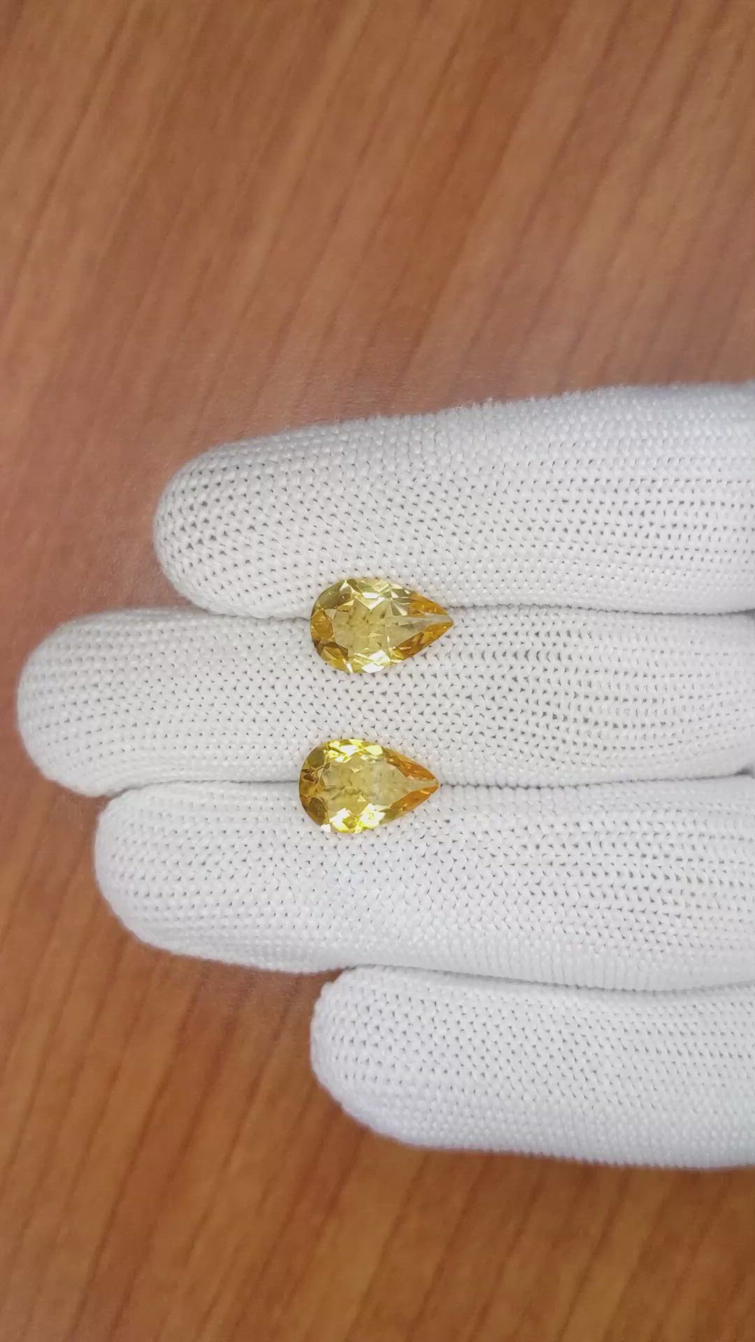 4.21 Ct.Tw.Total Carat Weight Citrine Pair from Brazil Size Video