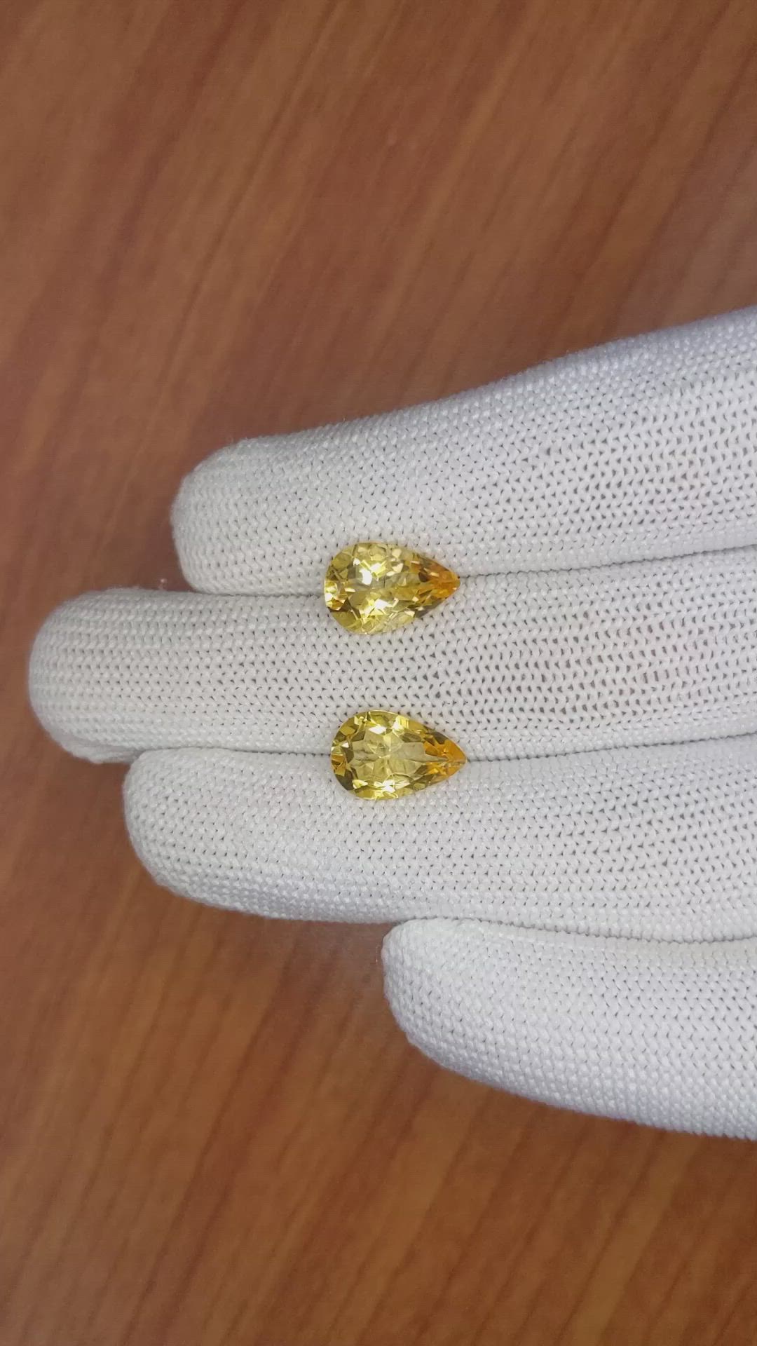 5.11&nbsp;Ct.Tw.Total Carat Weight Yellow Citrine Pair from Brazil Size Video