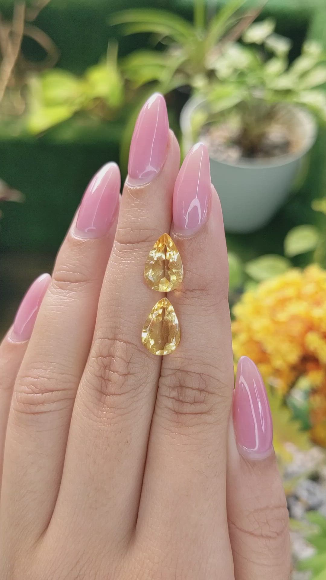 5.11&nbsp;Ct.Tw.Total Carat Weight Yellow Citrine Pair from Brazil Size Video