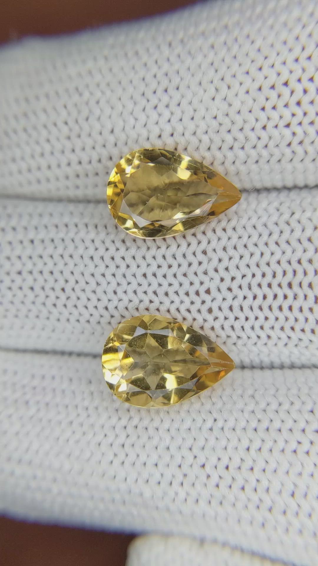 5.11 Ct.Tw.Total Carat Weight Citrine Pair from Brazil Size Video