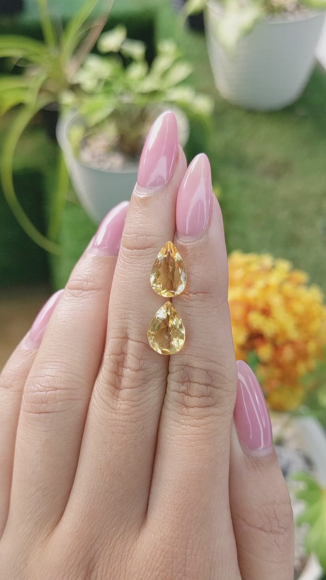 5.11 Ct.Tw.Total Carat Weight Citrine Pair from Brazil Size Video