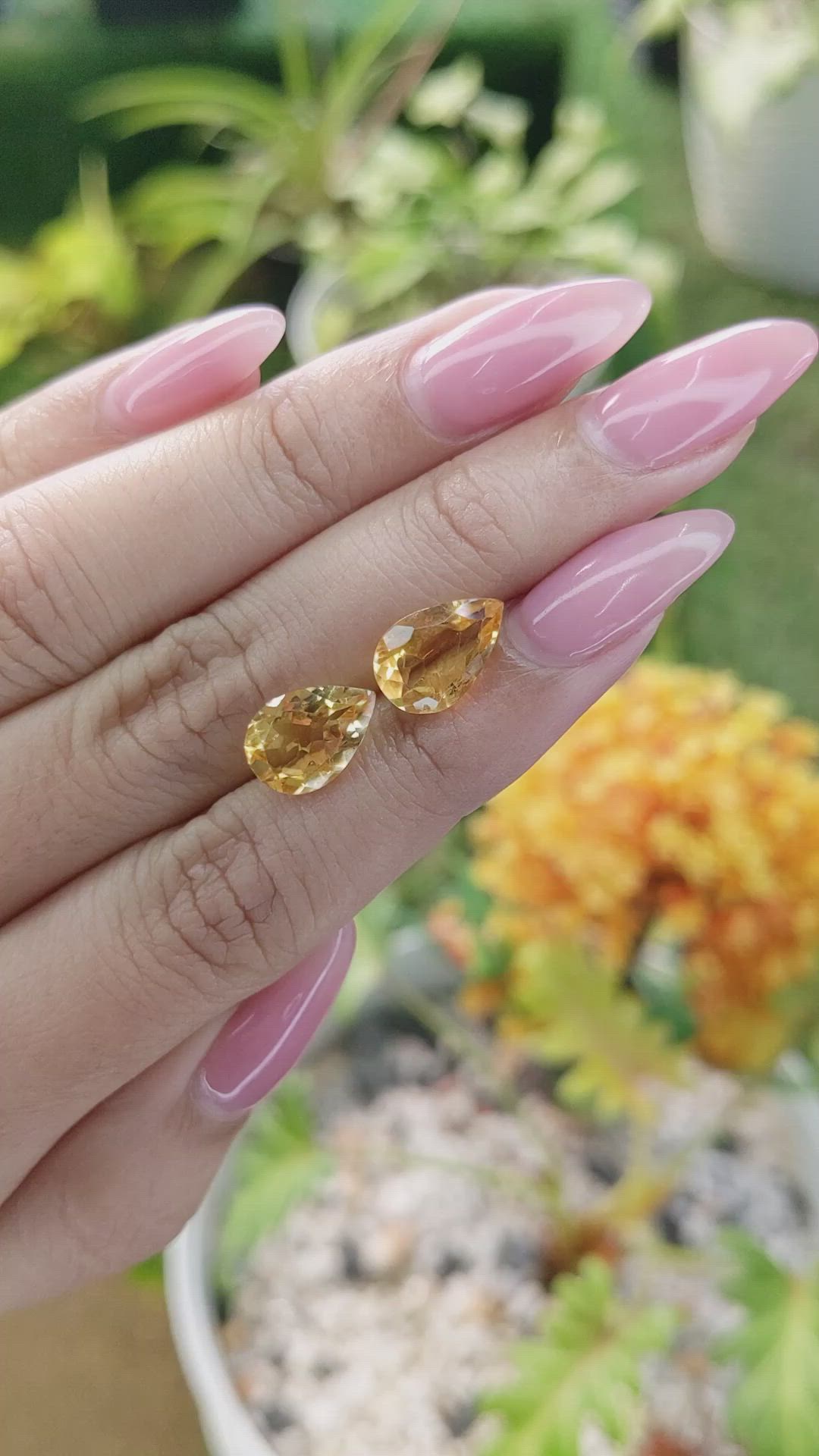 4.75 Ct.Tw.Total Carat Weight Citrine Pair from Brazil Size Video