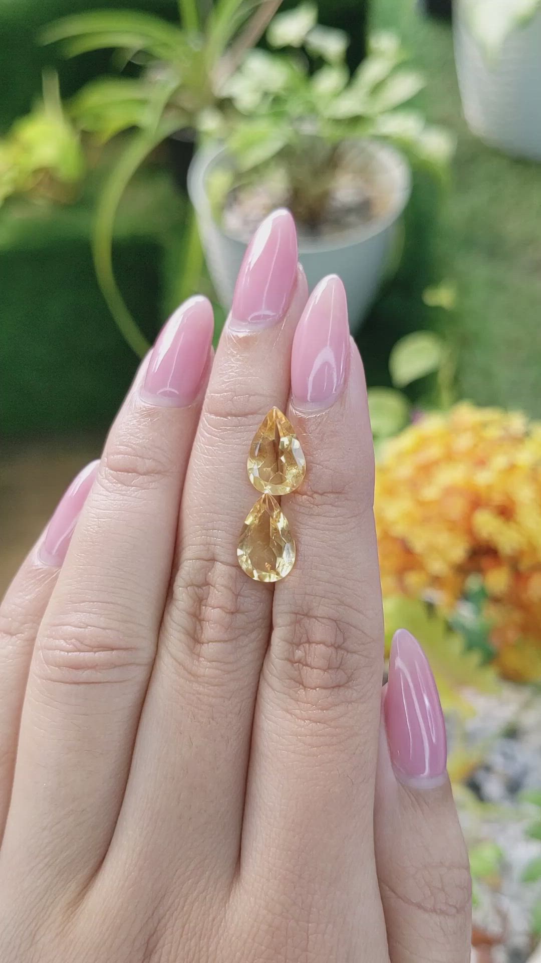 4.71 Ct.Tw.Total Carat Weight Citrine Pair from Brazil Size Video