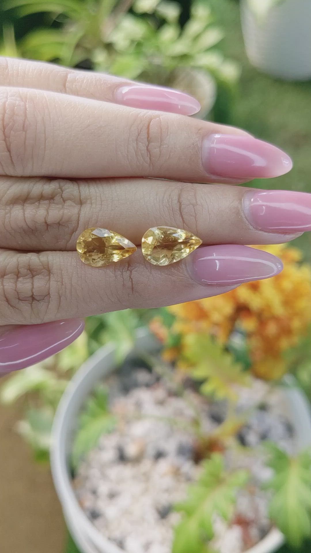 4.58 Ct.Tw.Total Carat Weight Yellow Citrine Pair from Brazil Size Video