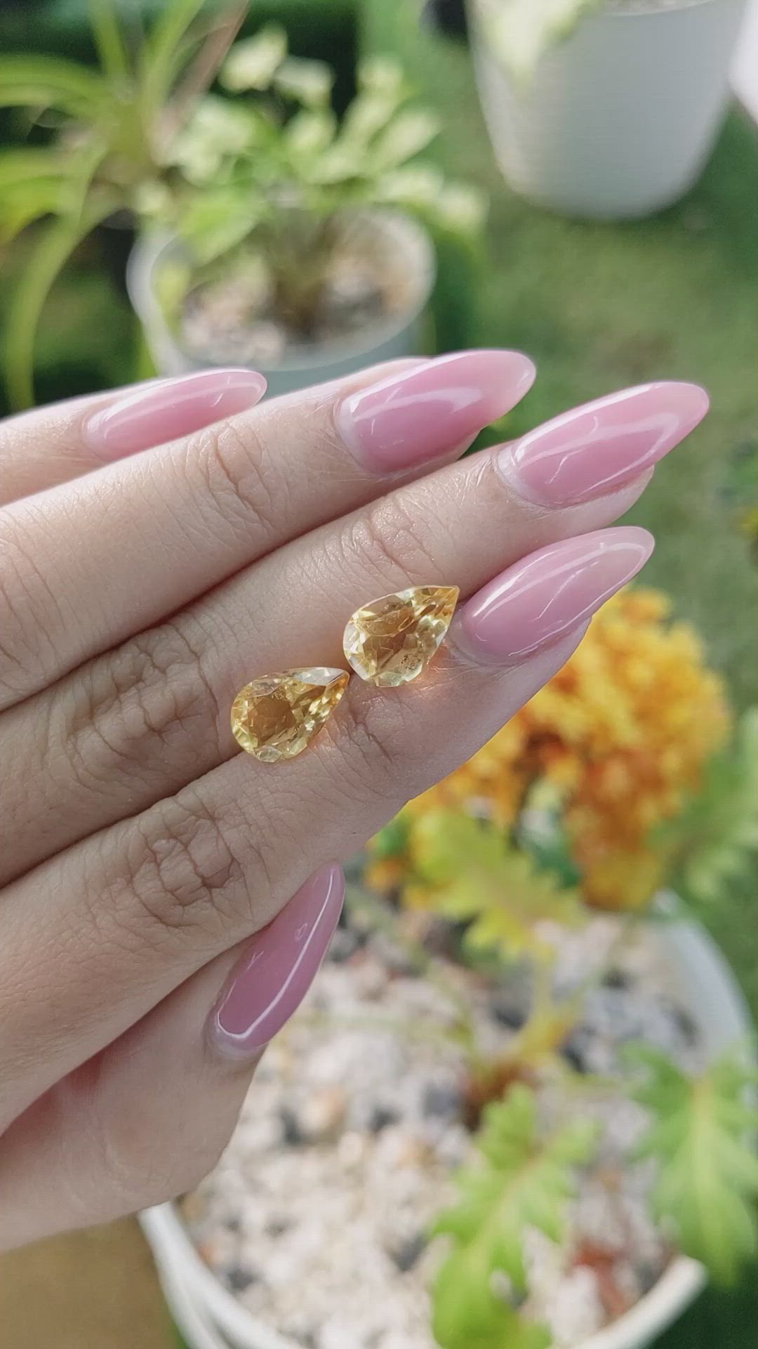 4.58 Ct.Tw.Total Carat Weight Yellow Citrine Pair from Brazil Size Video