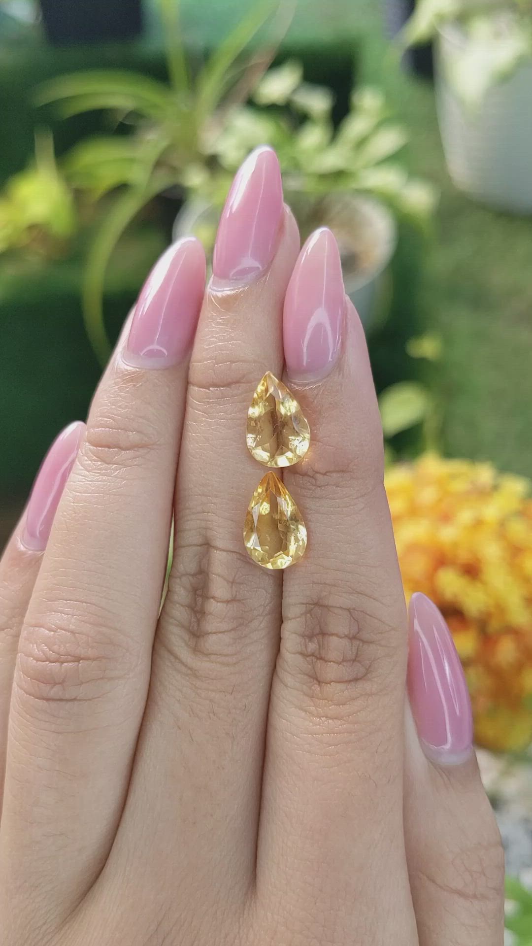 4.58 Ct.Tw.Total Carat Weight Yellow Citrine Pair from Brazil Size Video