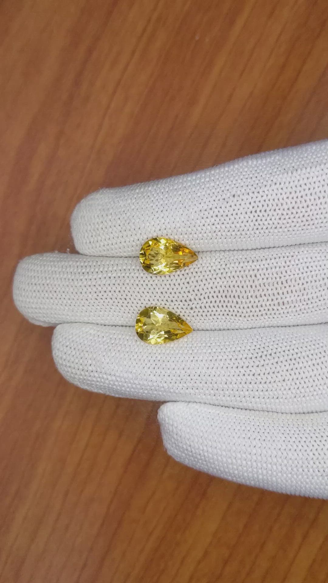4.58 Ct.Tw.Total Carat Weight Yellow Citrine Pair from Brazil Size Video