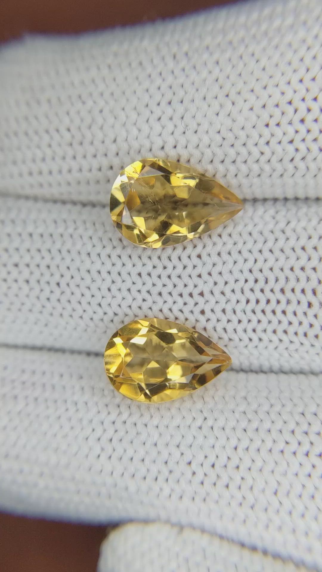 4.73 Ct.Tw.Total Carat Weight Citrine Pair from Brazil Size Video