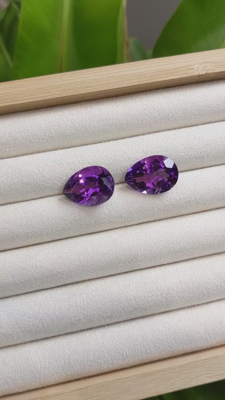 19.81 Ct.Tw.Total Carat Weight Amethyst Pair from Brazil Size Video