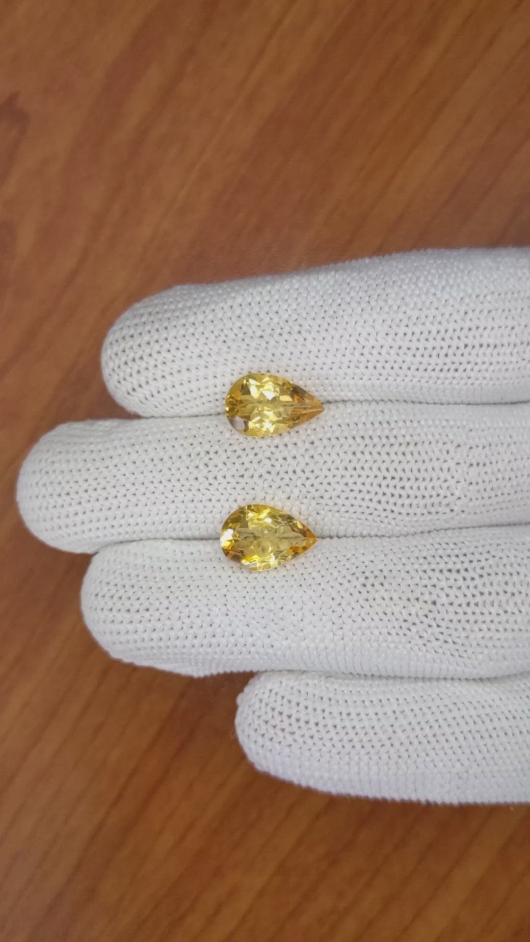 4.64 Ct.Tw.Total Carat Weight Citrine Pair from Brazil Size Video