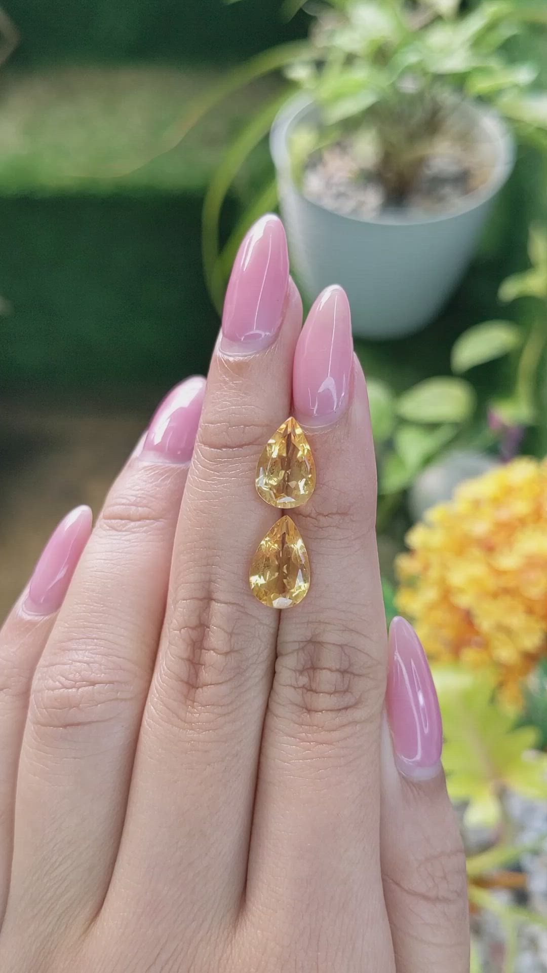 4.91 Ct.Tw.Total Carat Weight Citrine Pair from Brazil Size Video