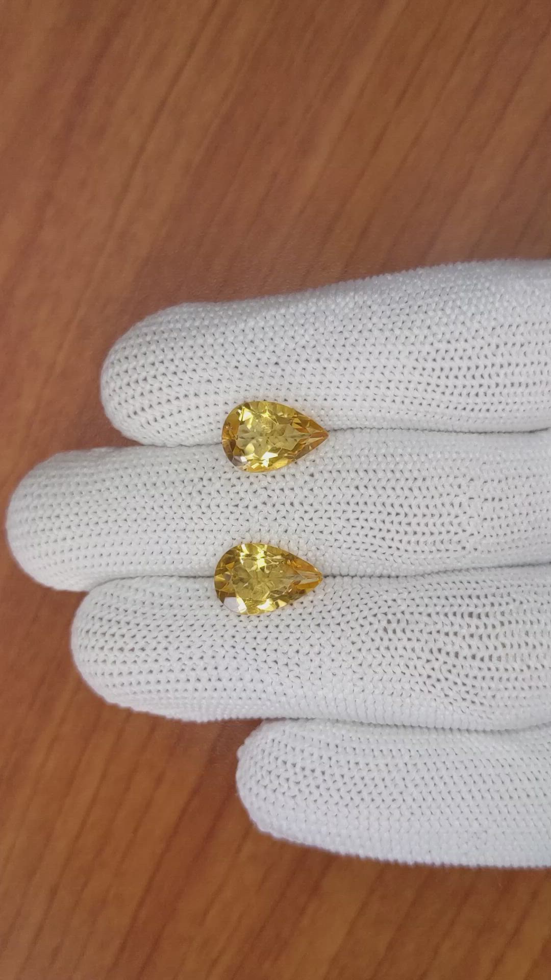4.91 Ct.Tw.Total Carat Weight Citrine Pair from Brazil Size Video