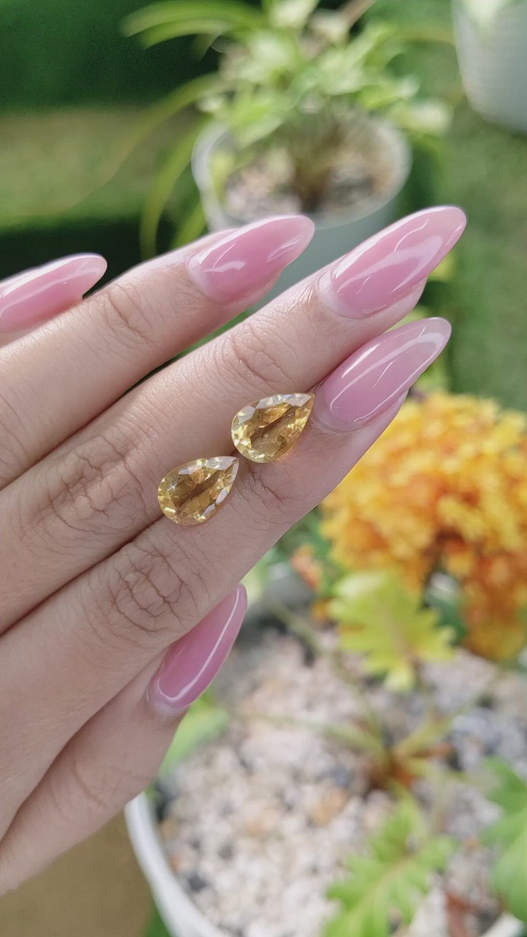 4.91 Ct.Tw.Total Carat Weight Citrine Pair from Brazil Size Video