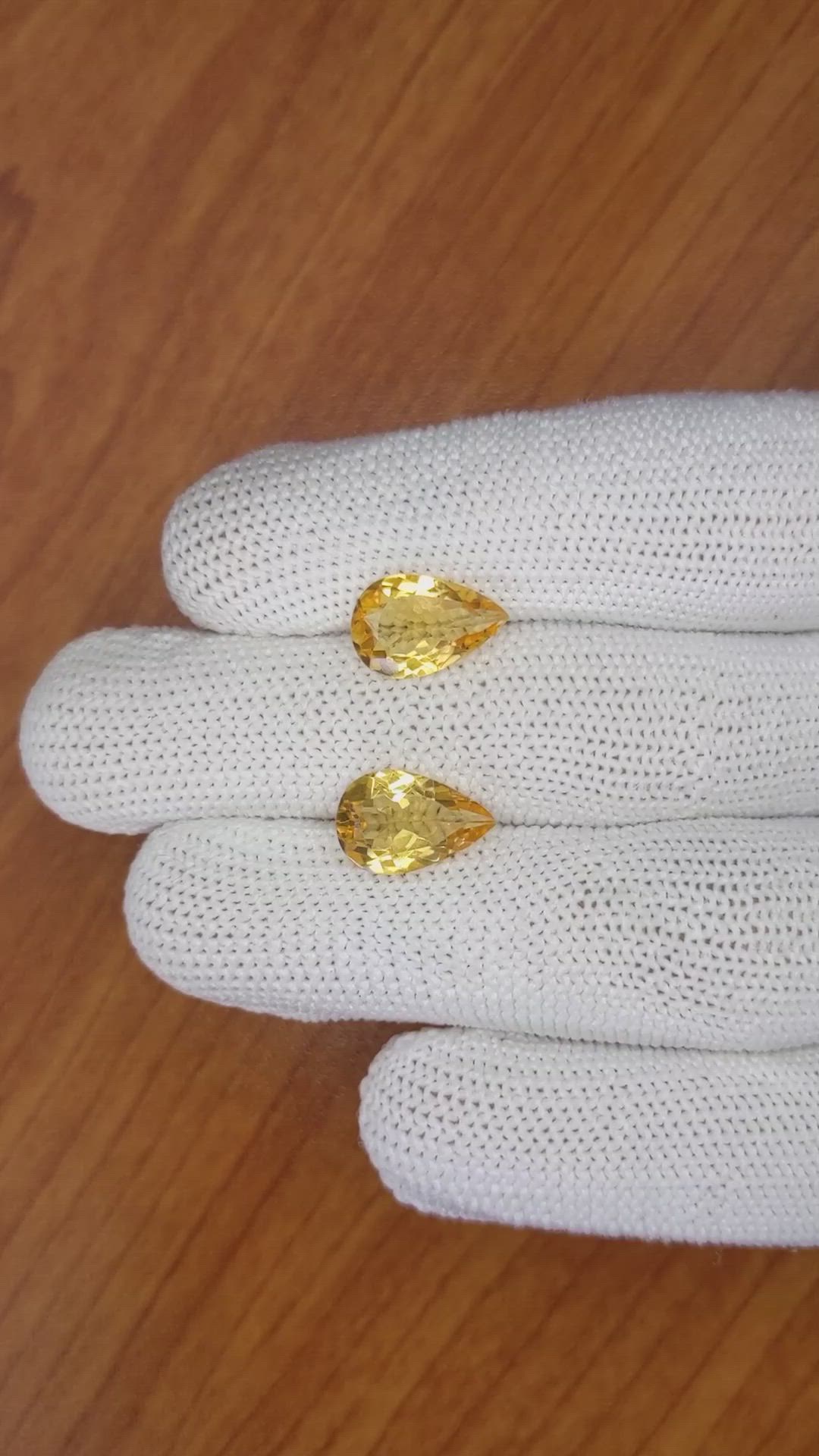 4.68&nbsp;Ct.Tw.Total Carat Weight Yellow Citrine Pair from Brazil Size Video