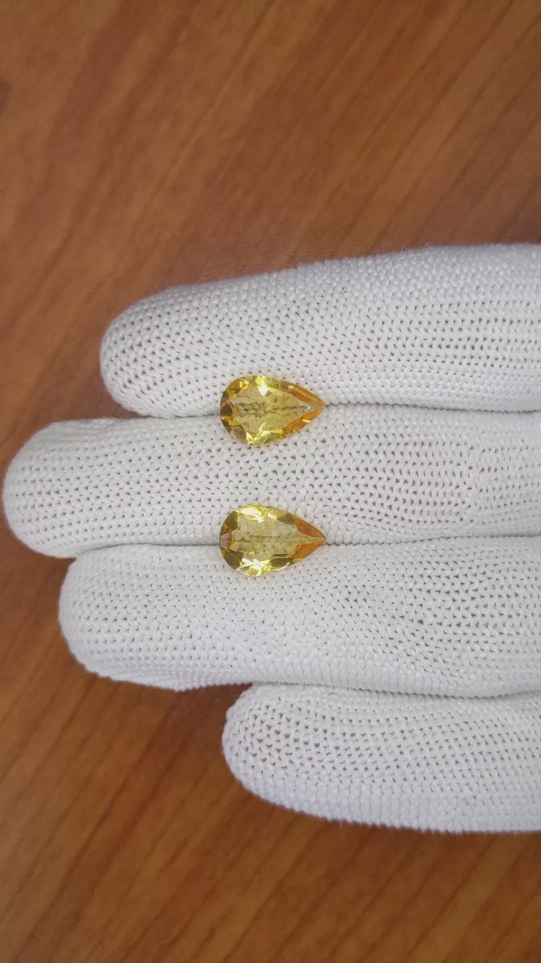 4.06 Ct.Tw.Total Carat Weight Citrine Pair from Brazil Size Video
