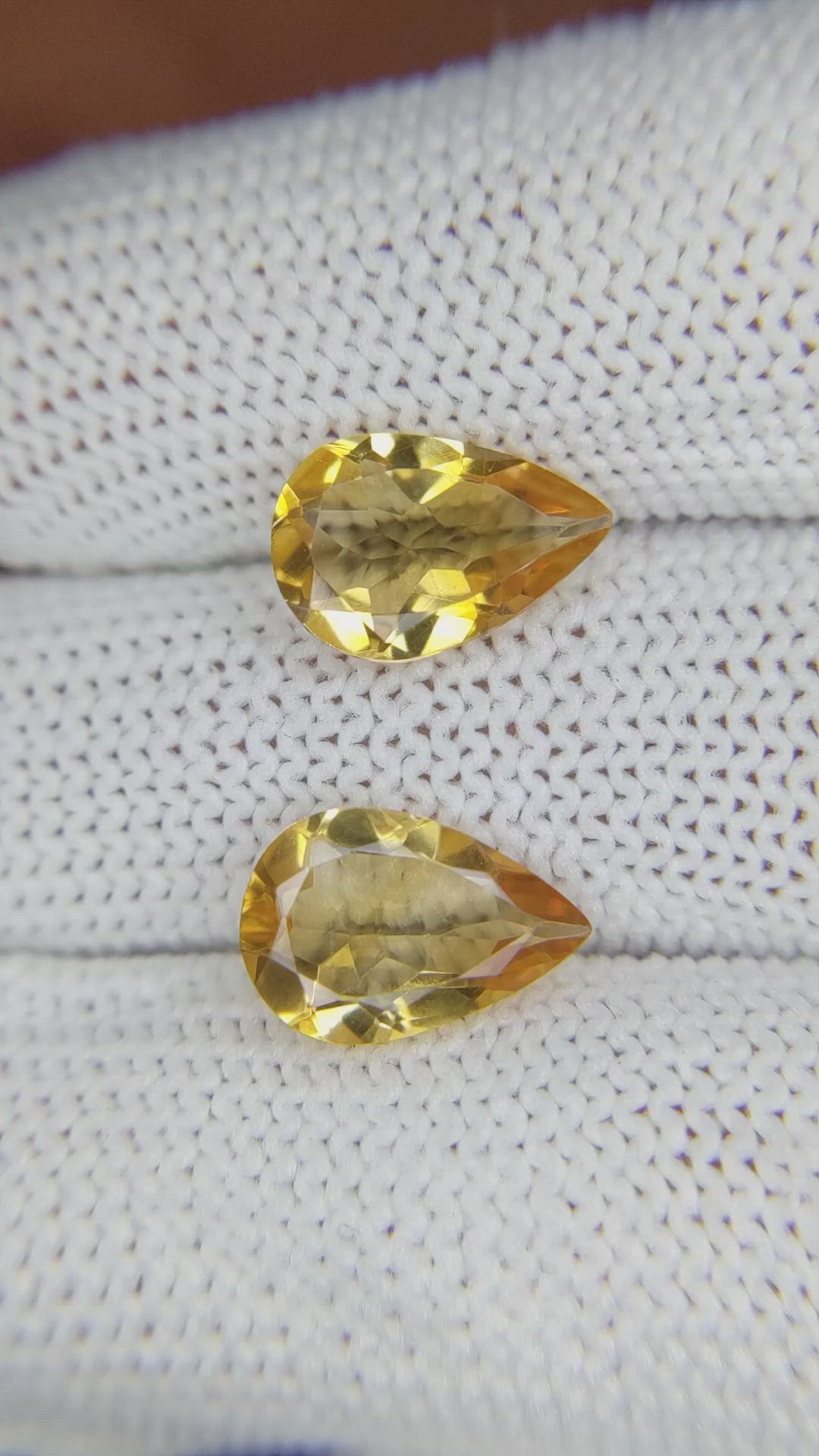 4.06 Ct.Tw.Total Carat Weight Citrine Pair from Brazil Size Video